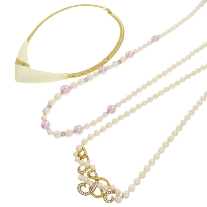 Set of 3 fake pearls Necklace stainless steel Fake pearl 40.7g　Ladies