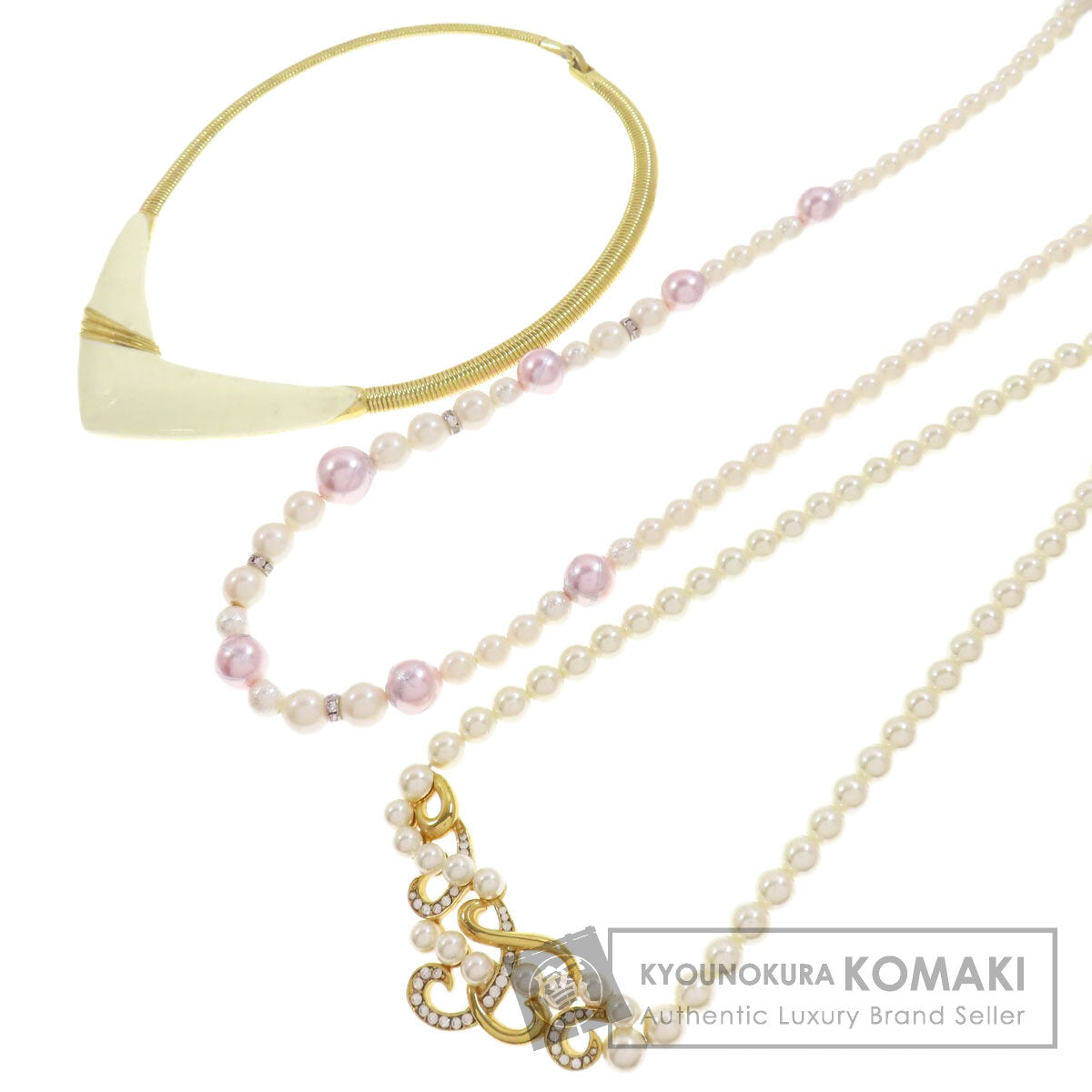 Set of 3 fake pearls Necklace stainless steel Fake pearl 40.7g　Ladies