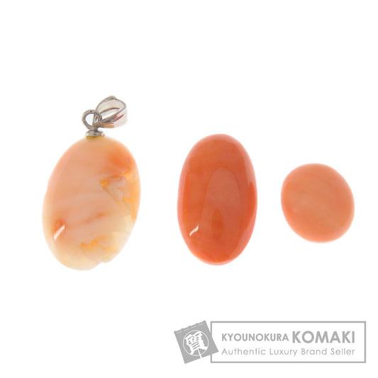 Coral Coral Pendant Top Loose 3 Piece Set Pendant top Coral  4.5g　Ladies