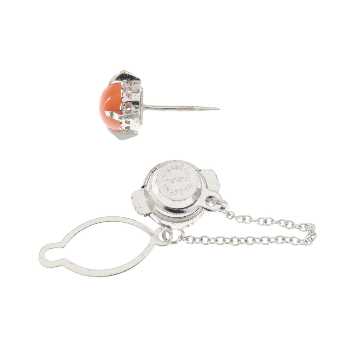 サンゴ 珊瑚 タイタック 4点セット タイピン 珊瑚 15.7g メンズ 【中古】