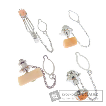 サンゴ 珊瑚 タイタック 4点セット タイピン 珊瑚 15.7g メンズ 【中古】