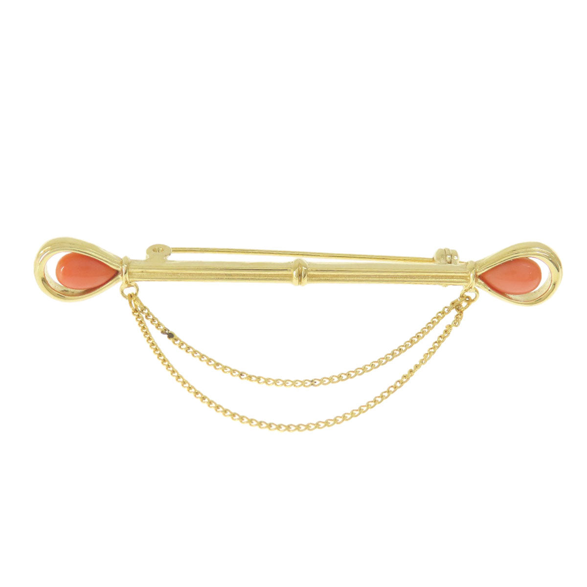 Coral Coral Brooch Coral Gold Plated 7.6g　Ladies