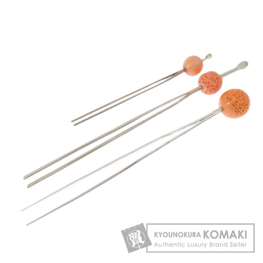 Coral Coral 3-piece set Japanese hairpin Coral  21g　Ladies